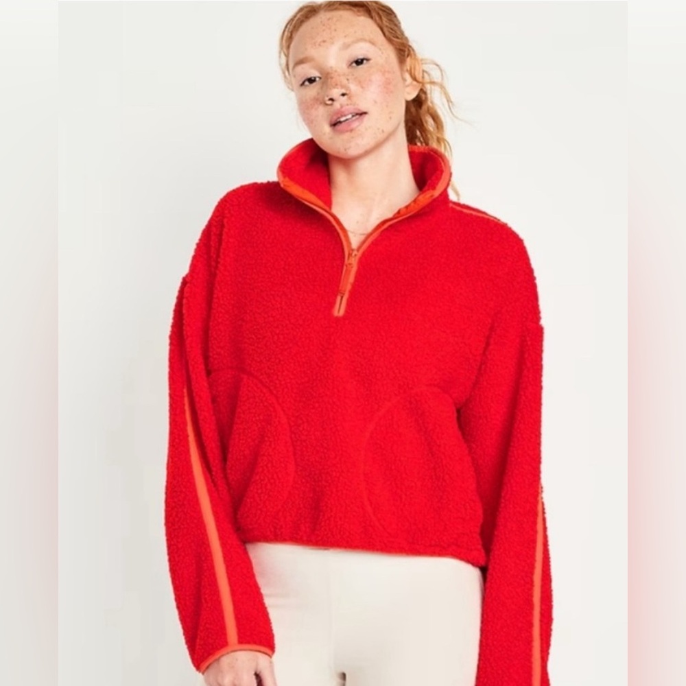 Old Navy Crop Sherpa Quarter Zip (Tall)